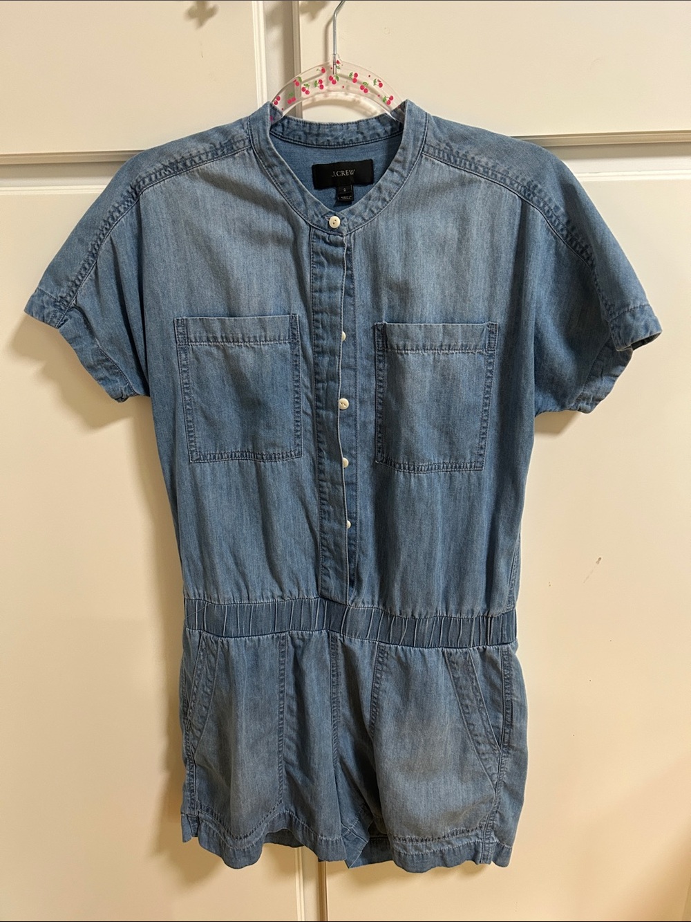 J. Crew Light Blue Denim Short-Sleeve Romper 2